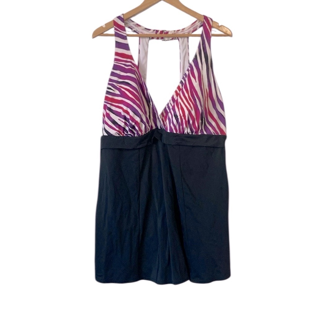 Jantzen Women's One Piece Swimsuit swim dress Black and Pink size 20W